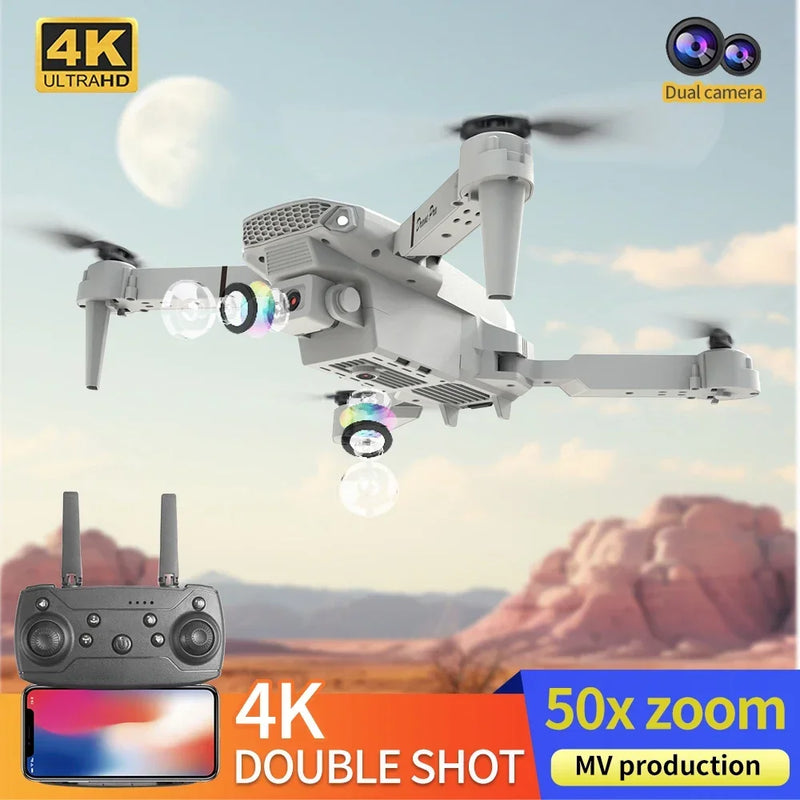 Mini Drone de controle remoto e88 4k hd câmera aérea wifi fpv dobrável quadcopter rc helicóptero brinquedo das crianças presente