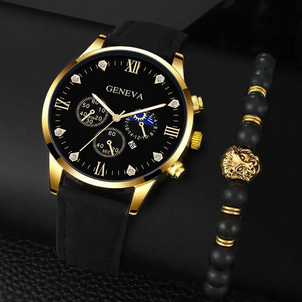 Relogio Luxury Mens Quartz com pulseira